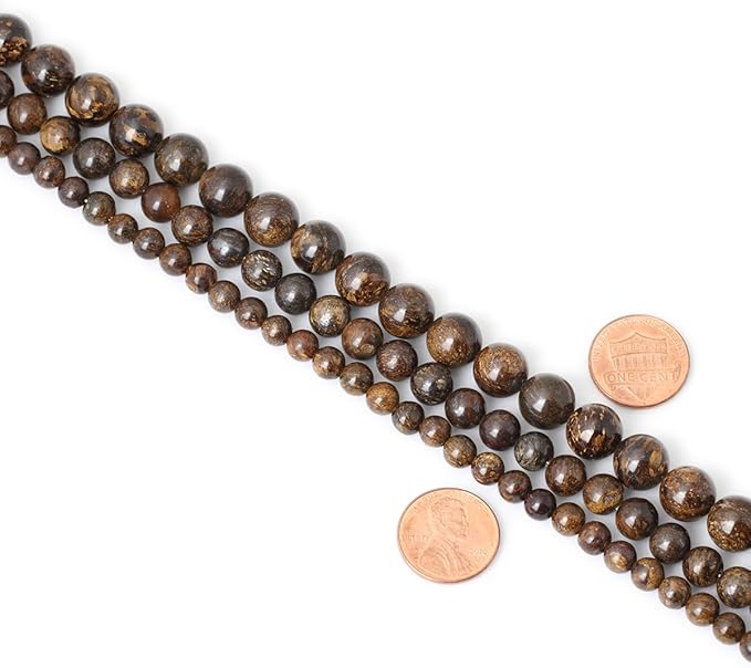 cheavian 60pcs 6mm natural bronzite gemstone round loose beads for jewelry making diy handmade 1 strand 15"