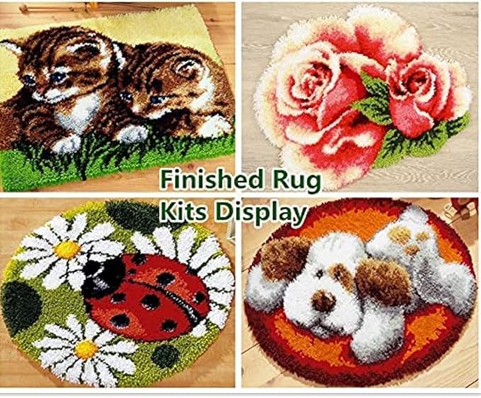 Flying Eagle in Mountain Latch Hook Rug Kit for Adults DIY Carpet Cushion with Printed Canvas Crochet Yarn Craft Hook and Latch Tapestry for Home Decor Pets Warm Pads 52x38cm(2)