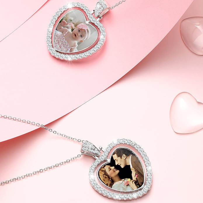 Hicarer 24 Pcs Rhinestone Pendant Trays Set Including 8 Heart Shape Double Sided Blank Pendant Charms with 16 Glass Domes Blank Discs Necklaces Halloween Jewelry Making