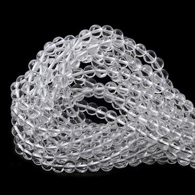 cheavian 60pcs 6mm natural clear white crystal quartz round loose beads crystal energy stone for jewelry making 1 strand 15"