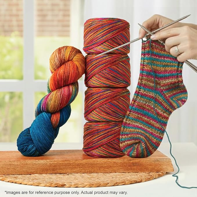 KnitPro Symfonie Fingering Weight Hand Dyed Variegated Yarn Skein | Extra Fine Merino Wool & Polyamide Blend for Knitting & Crocheting, Oeko-TEX Certified 400m, 100g | Terra Dragon Vine