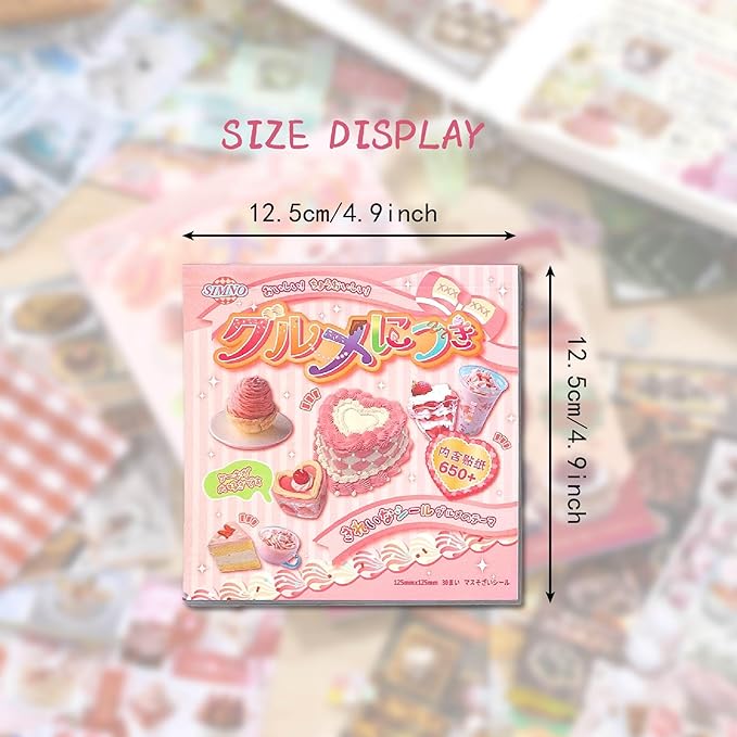 650+ Pcs Japanese Sticker Book- Aesthetic Cute Y2K Retro Sticker Book - Japanese Stationery Stickers for Scrapbooking, Journals, Planners, Water Bottles & Junk Journal Supplies