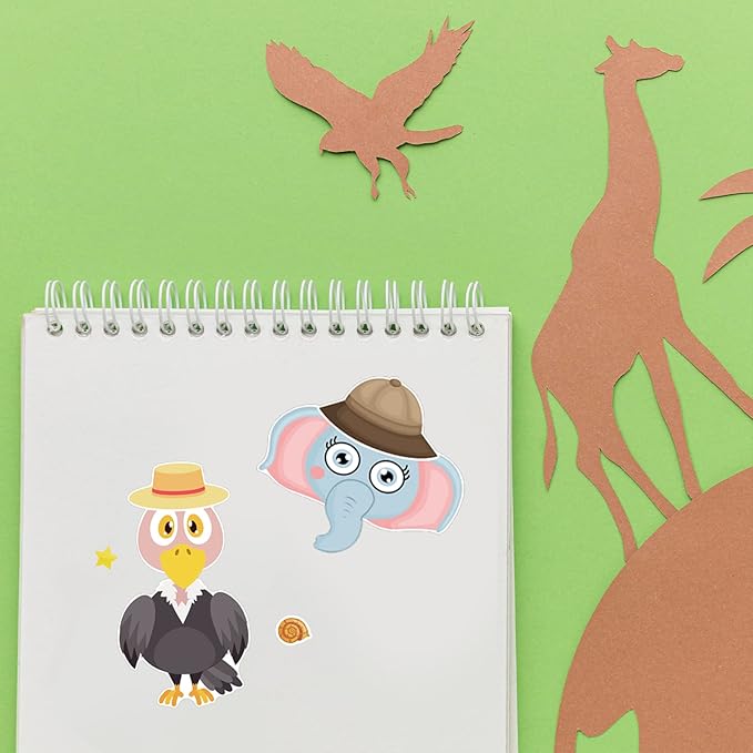 24 sheets 8.27''×5.9'' make your own animals stickers for kids toddlers, make a face stickers for kids party favors activities