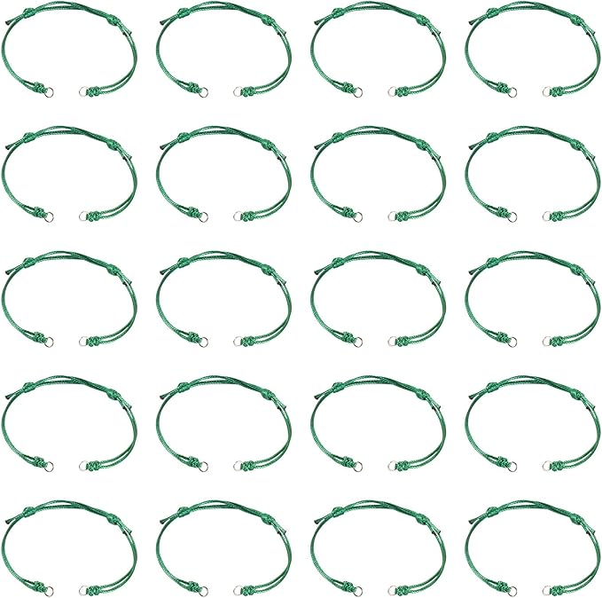 KISSITTY 20pcs Adjustable Bracelet Cords for Connector Charms Waxed Polyester Thread Cord Green Color Half Finished Bracelet for Friendship Bracelets Jewelry Making