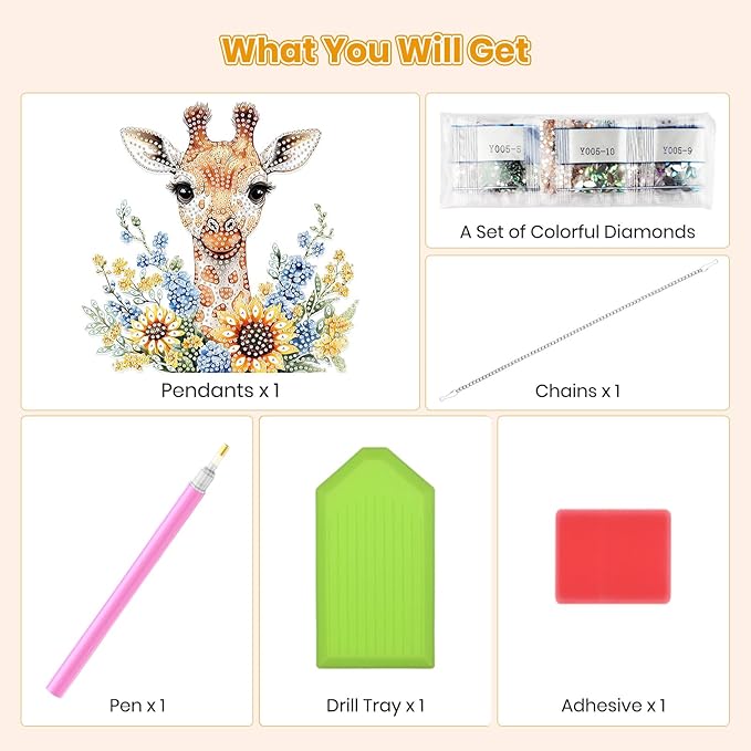 MOGTAA Deer Diamond Art Hanging Pendant Kits, 5D Special Shape Diamond Art Kits for Adults, Crystal Rhinestones Sunflowers Diamond Painting Gem Art for Home Garden Wall Decor