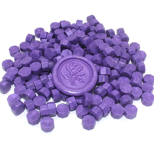 andotopee premium purple wax seal beads - 600pcs octagon wax pellets refill pack for wedding invitations, letter seals, diy crafts