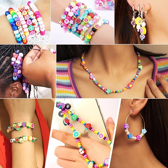 BBita 2480pcs Mouse Head Polymer Clay Beads Charms for Bracelets Making Kit Cute Fun Charms Beads Friendship Bracelet Making DIY Arts Crafts Birthday Gifts Toys for Kids Girls