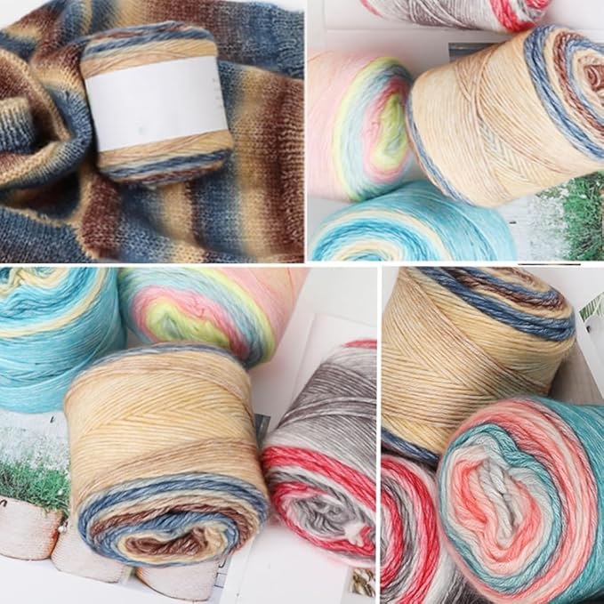 Yarniss Cake Yarn for Crocheting,Gradient Cake Yarns 4 Packs of 100g,Ombré Yarns Rainbow Cotton Yarn for Making Colorful Crafts, Khaki Gradient