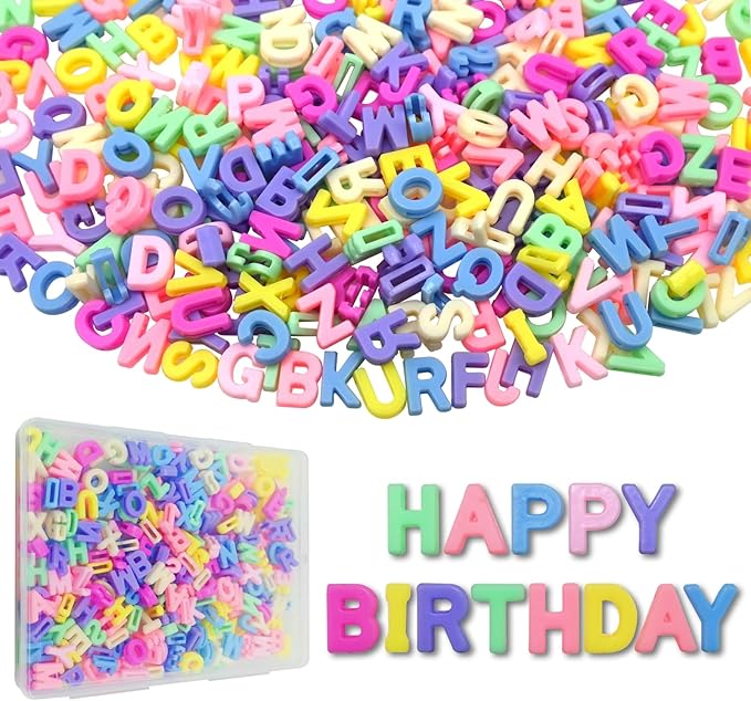 400pcs Macaroon Alphabet Letter Beads,Bulk A-Z Resin Pendants,3D Loose Letter Beads,Plastic Initial Charms for Jewelry Making,Key Chains,Crafts