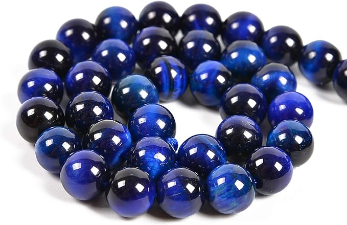 90pcs 4mm Natural Sapphire Tiger's Eye Gemstone Round Spacer Loose Stone Beads for Jewelry Making 15.5" 1 Strand (Sapphire Tiger's Eye, 4mm 90Beads)