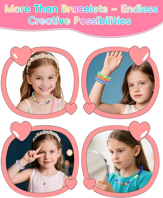 BestNow Pony Beads Bracelet Making Kit 48 Colors Friendship Bracelet Craft Kit with Alphabet Beads DIY Creative Gift for Bracelets Kandi for Girls boy Ages 6 7 8 9 10 11 12