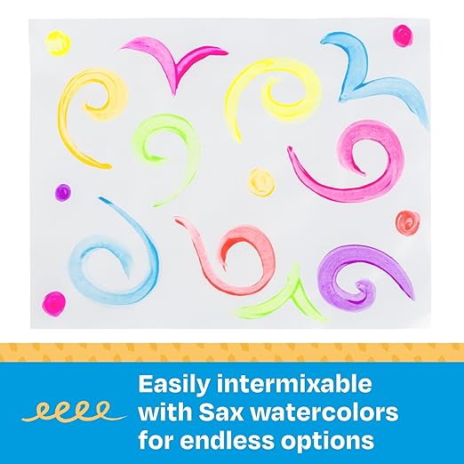 Sax Liquid Washable Watercolor Paint for School and Arts and Crafts Use, Assorted Fluorescent Colors, 8 Ounce Bottles, Set of 8