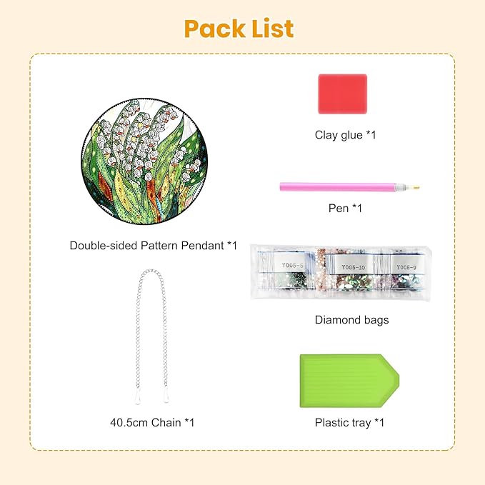 EOBROMD Diamond Hanging Art Kits for Adults, Lily of the Valley Suncatcher Diamond Art Painting, DIY Special Shaped Rhinestone Kits for Adults, Window Pendants Home Garden Wall Hanging Ornament