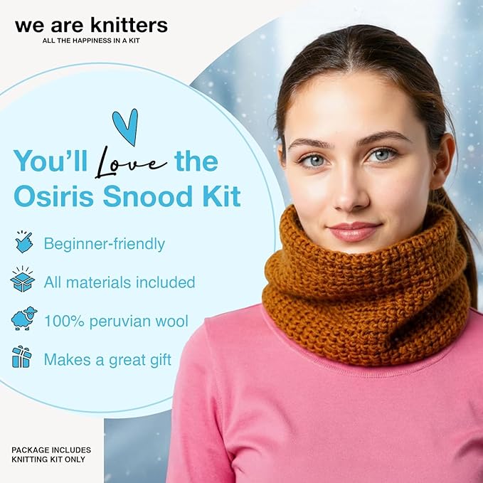 We Are Knitters Osiris Snood Kit | Beginner Crochet Gift Kit | Easy Warm Winter Snood | Stylish DIY Handmade Accessory Set Cozy Relaxing Craft GiftPro