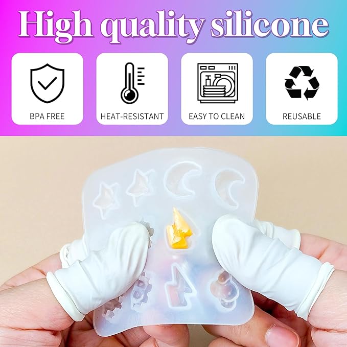 Epoxy Resin Molds Jewelry, Small UV Resin Molds Silicone Kit with Earring Backs & Ring Settings Accessories, DIY Mini Silicone Moulds for Earrings, Pendants, Rings, Necklace & Keychains Art Crafting