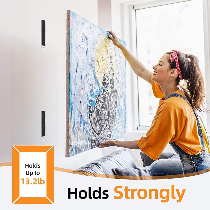 Picture Hanging Strips,Picture Hanger Kit, Removable Damage Free,Picture Hanging Hooks,Black Medium(40Pack)