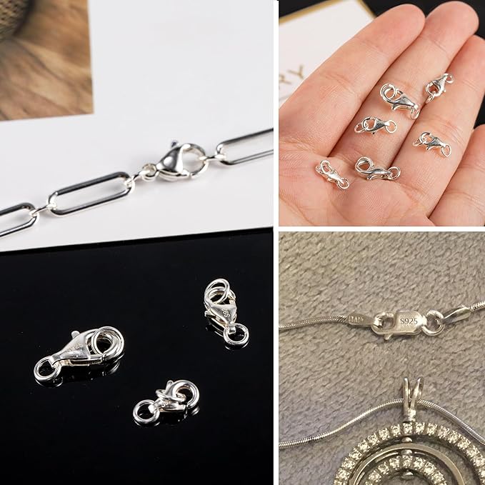 925 Sterling Silver Lobster Claw Clasps Set, Lobster Connector Clasp Closures with Open Jump Rings for Necklace Bracelet DIY Jewelry Finding Supplies (26pcs)