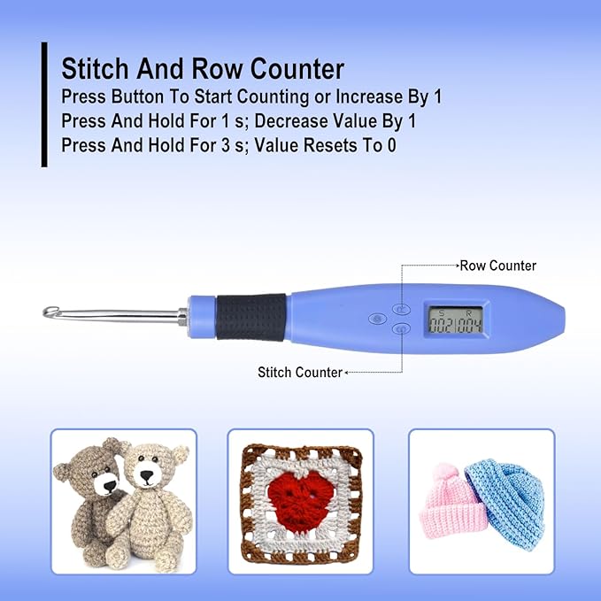 Foxyoo Ergonomic Crochet Hooks Set, 18 Interchangeable Tips, Light Up Crochet Hook Set With Case and Counter Handle, For Knitting Beginner, Crafting Enthusiasts, Crochet Supplies And Accessories Tools