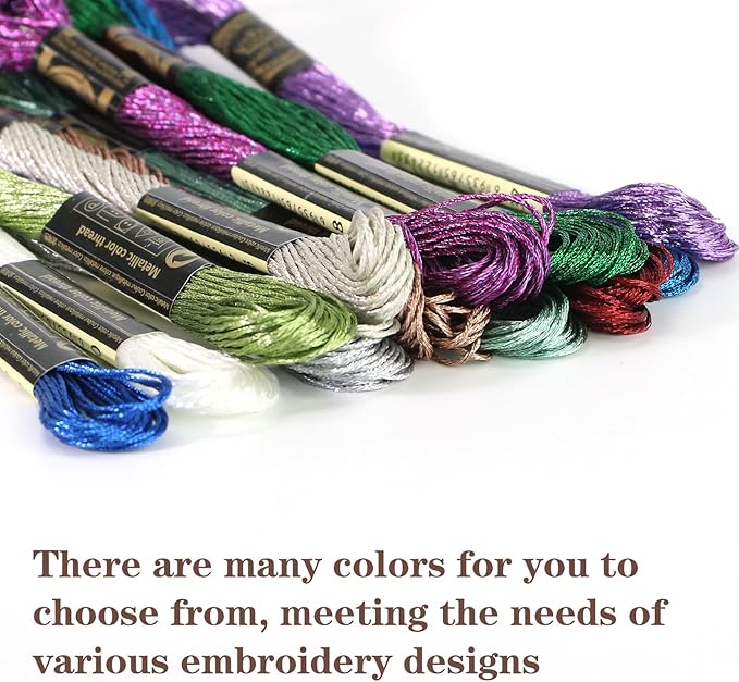 12 Skeins Embroidery Floss, Deep Blue Metallic Embroidery Thread Polyester Cross-Stitch Threads for Hand Embroidery String Art DIY Creation