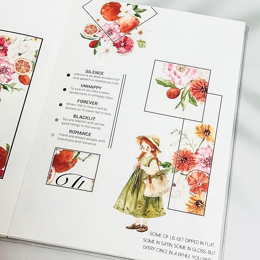 12-Roll Floral PET Washi Tape Set & PET Stickers – Easy to Use for Journaling & Card Making, Ideal for Scrapbooking & Junk Journaling