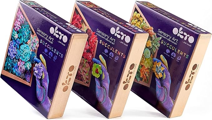 OKTO Art Kit Passion | Succulents Art Set 3D for Home Wall Decor | Craft Kits for Adults and Teen | Craft Box with Modeling Clay for Succulents Fun Stuff Hobbies Kits Succulent DIY Kits