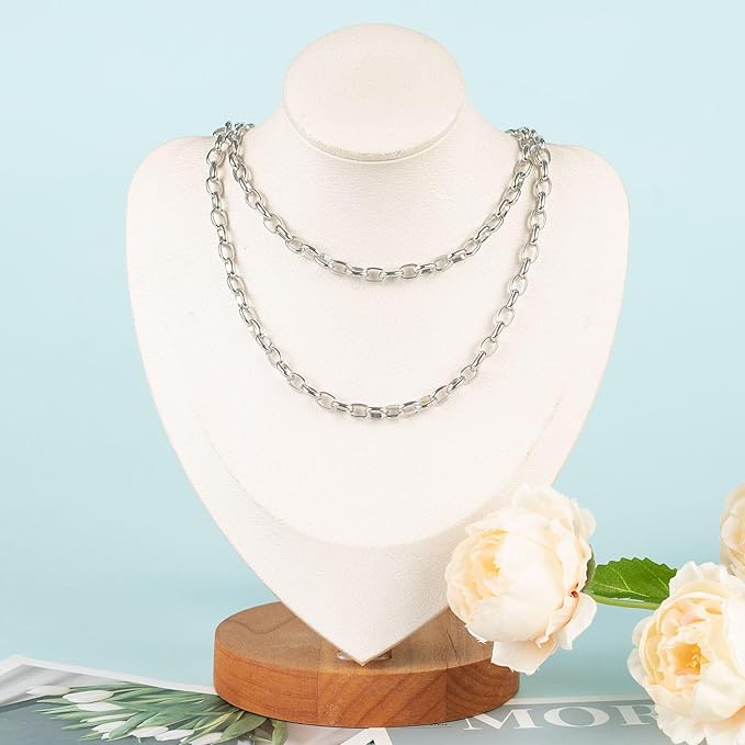 UMAOKANG 16.4 Feet Stainless Steel Jewelry Making Chain Oval Chains Bulk with Jewelry Findings Men and Women Necklace DIY