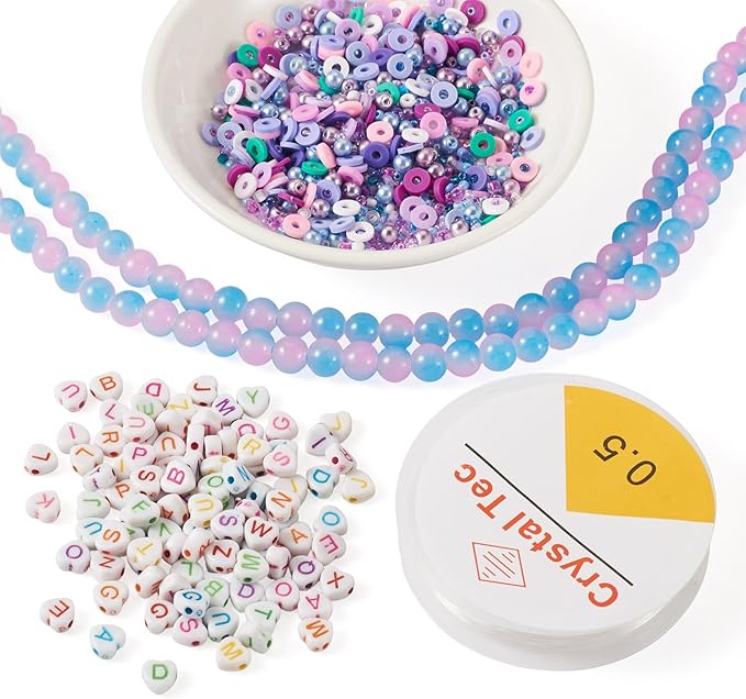 Spritewelry Friendship Bracelet Making Kit with Glass Seed Beads 8mm Sky Blue Clay Beads Bracelet Making Kit for Adults Letter Bead for Jewelry Making DIY Crafts Gift Supplies 1 Bag
