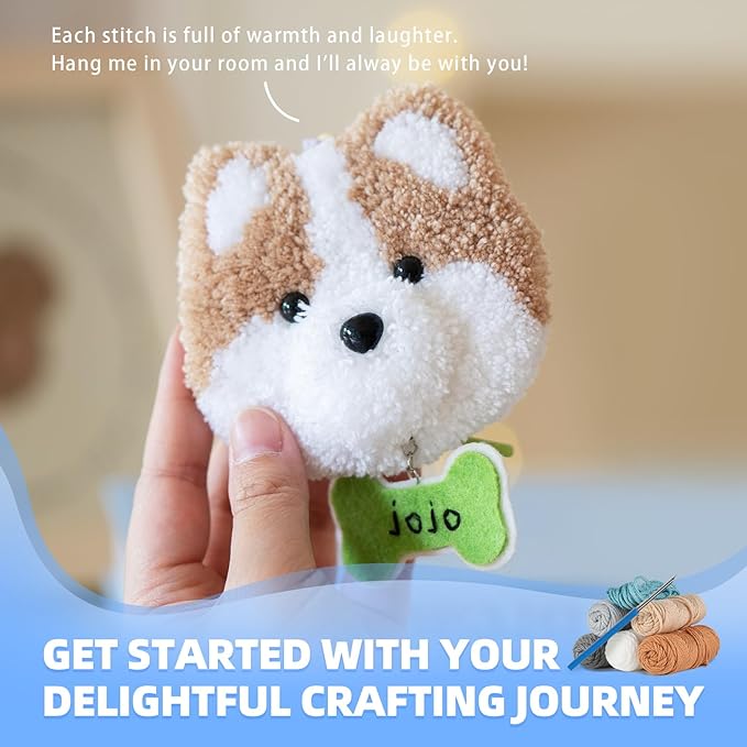 MOREJMTT Punch Needle kit-4 Embroidery kit for Beginners,Punch Needle Kits Adults Beginner,Needles, Curved Scissors, a Tool Storage Box, Easy-to-Follow Instructions, and Tutorial Videos-(4 Dog )