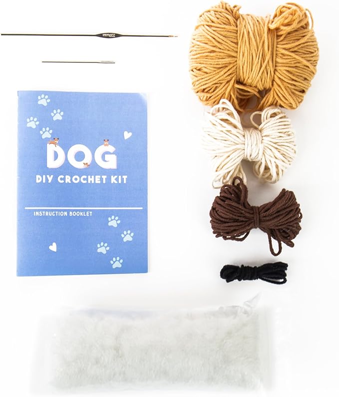 Gift Republic Kawaii Dog Crochet Kit DIY Craft Set for Creating Your Own Cute Puppy Gift for Teens & Adults Crafting Gift Idea Crochet Set