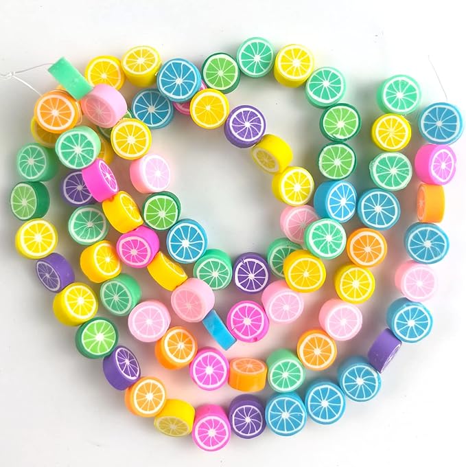 80Pcs 10mm Colorful Fruit Orange Clay Spacer Beads for DIY Polymer Round Handmade Jewelry Making for Necklace Bracelet Earring Pendant and Anklet Craft Making (OrangeFruit)