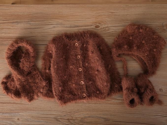 Snowbaby Wool Acrylic Blend Long Pile Yarn,(Worsted) Warm and Luxurious Fuzzy Yarn for Knitting and Crocheting DIY Hats Scarves Sweaters, 2 * 3.52oz/100g 207yds(04-Coffee)