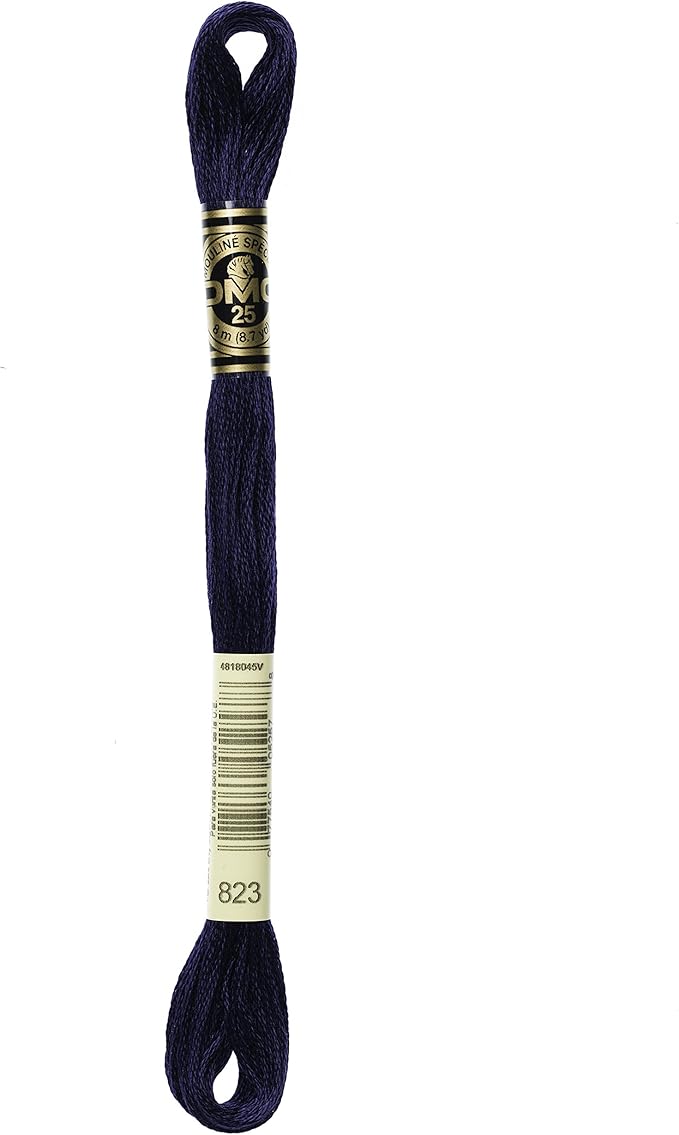 DMC 117-823 6 Strand Embroidery Cotton Floss, Dark Navy Blue, 8.7-Yard