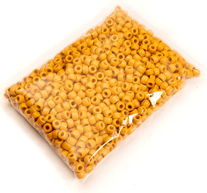 Gxueshan 1000 Pcs Acrylic Bright Yellow Pony Beads 6x9mm Bulk for Bracelet Necklace Jewelry Making Earring Hair Braiding