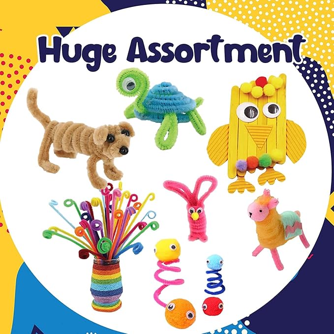 FUNZBO Arts and Crafts Supplies for Kids - Easter Crafts Kits with Pipe Cleaners, Construction Paper, Pom poms Googly Eyes, Crafts for Kids Ages 4-8, School Craft Projects, Birathday Gifts for Girls