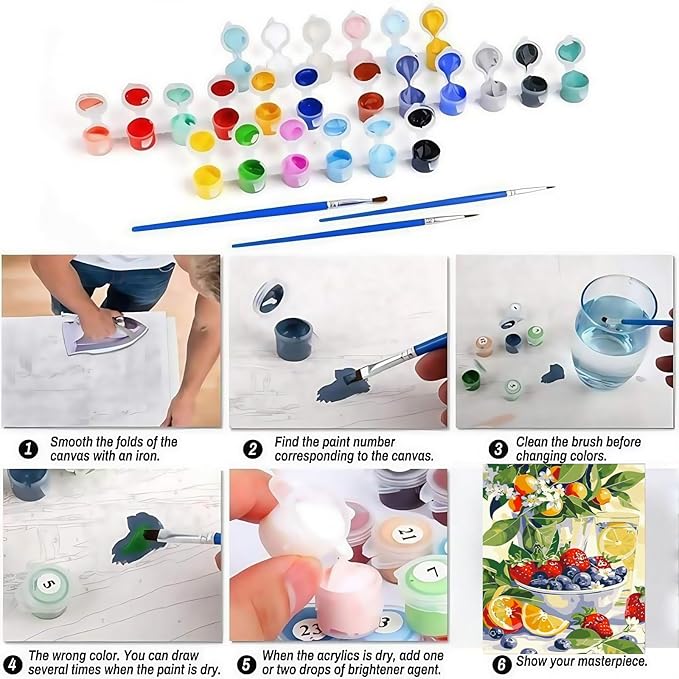 BYGFHLYW Paint by Numbers Kit for Adults Beginners, Fruit Adult Paint by Number Kits On Canvas, DIY Acrylic Oil Painting Kits for Beginners, Color by Number Adult for Home Wall Decor 16x20Inch