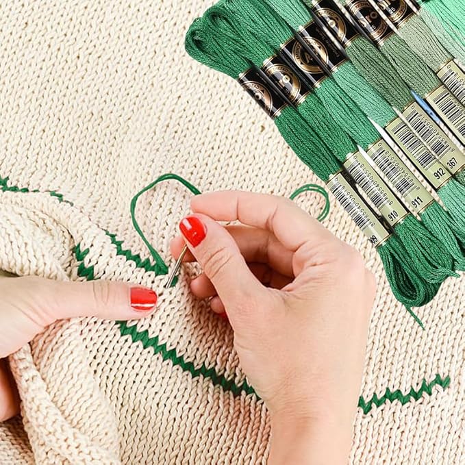 12 Skeins 105 Yards 6 Ply Variegated Embroidery Thread Floss Green Gradient Crewel Friendship Bracelet String Cross Stitch Floss Yarn Thread Bulk for Hand Sewing Jewelry Needlecraft Knitting