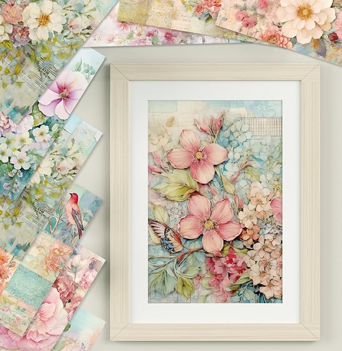 YASMEN Flowers Scrapbook Paper Pad, 6x6 Single-Sided Valentine Cardstock Paper Pad for Card Making, Journals, Planner, DIY Envelopes, Greeting Cards, Decorative Art Craft -24 Sheets