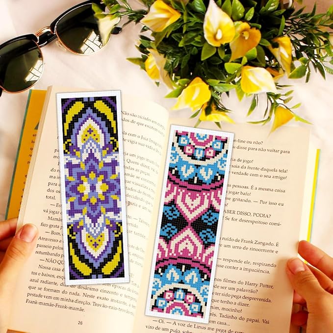 ACRNIGHEET 6PCS Cross Stitch Bookmark Kit for Beginner Mandala Stamped Cross Stitch Kits for Adults DIY Embroidery Bookmark Kits Crossstitch Kits Adult with Instructions Hand Craft Gift 11CT