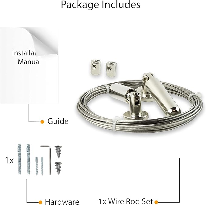 Wallniture Curtain Drape Wire Rod Set for Tapestry, Kids Crafts, Wall Decor Picture Hanging Kit