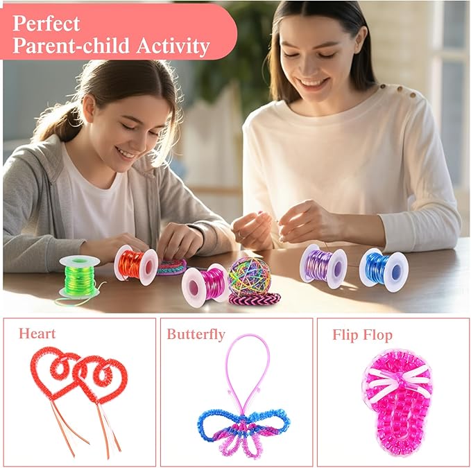 Lanyard String Kit 48 Rolls Gimp Plastic Lanyard String for Bracelets Keychain DIY Crafts with Key Chain Rings, Snap Clips, Open Rings, Lobster Clips Gimp Bracelet Making Kit(11 Yards)
