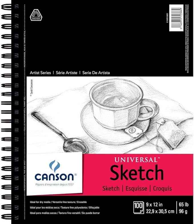 Canson Universal Heavyweight Sketch Pads, 9 in. x 12 in., 100 Sheets