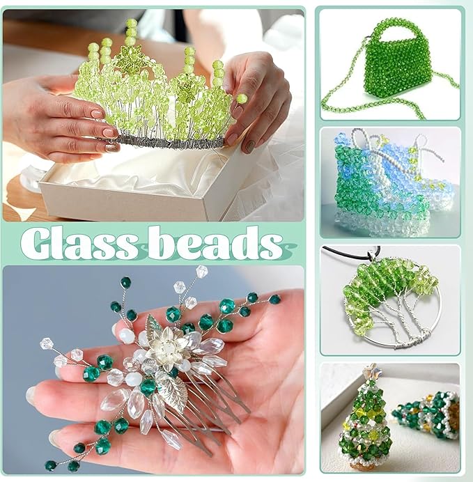 1000 Pcs Rondelle Faceted Glass Beads Crystal Glass Beads for Jewelry Making 4/6/8mm Faceted Briolette Rondelle Bead with Container for Earrings,Necklaces,DIY Beading Projects (Green)
