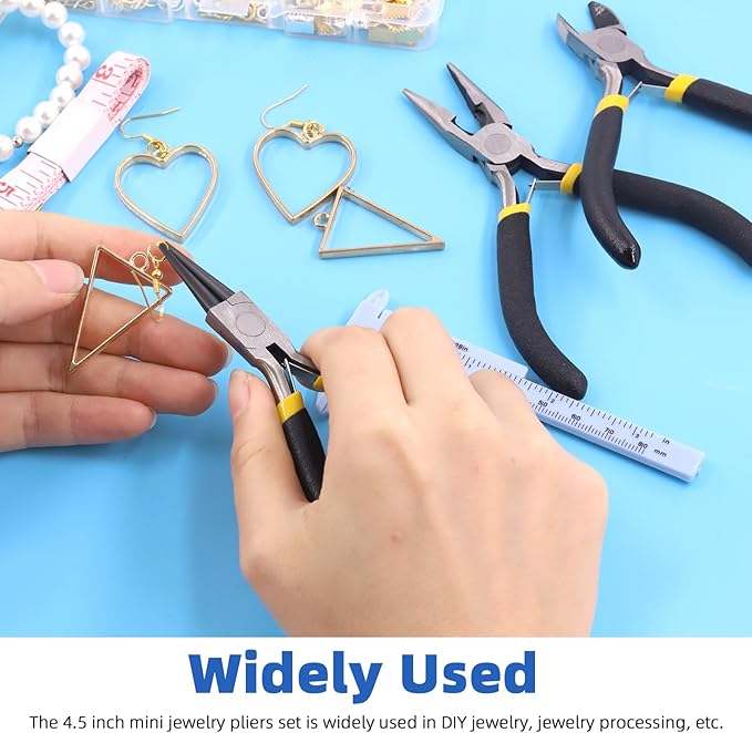 Glarks 8Pcs Jewelry Making Pliers Tools Kit includes Needle Nose Pliers, Wire Cutters, Wooden Awl, Tweezers, thimble ring, U-shape Scissors for Jewelry Making, Repair and Beading
