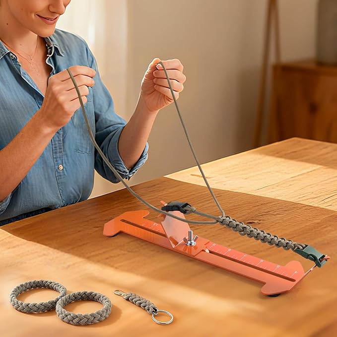 KOKKOYA Paracord Jig Tools Bracelet Making Kit Paracord Jig Weaving Tools Accessories Loom DIY Craft Maker with 5 Cords and 6 Buckles with Marlin Spike Kit (Carroty)