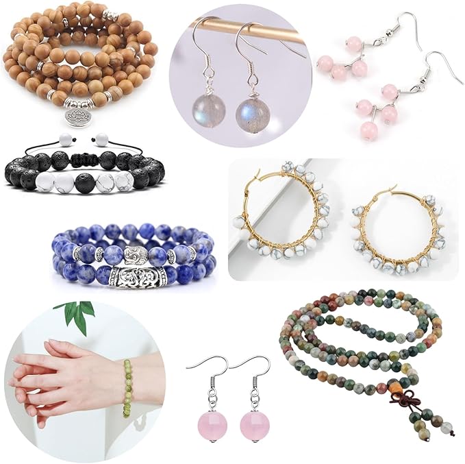 720pcs Crystal Beads for Jewelry Making Bulk,Natural Stone Beads Charm Gemstone DIY for Friendship Bracelet Making Kit Supplies(6mm,24 Color C)