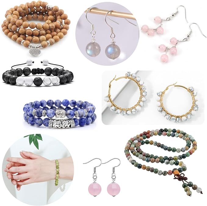 720pcs Crystal Beads for Jewelry Making Bulk,Natural Stone Beads Charm Gemstone DIY for Friendship Bracelet Making Kit Supplies(6mm,24 Color A)