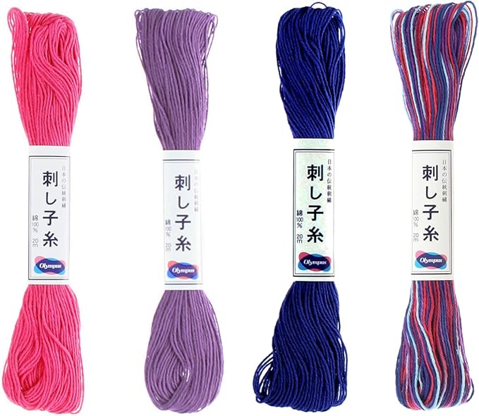 Olympus Sashiko Thread 20m Skein Color Bundles (Party Streamers: 76-19-21-23)