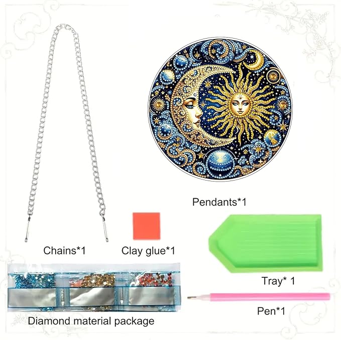 RYMILIE Sun and Moon Diamond Art Hanging Kit for Adult,Special Shaped Rhinestone,Double Sided 5D DIY Acrylic Diamond Art Painting Window Pendants Home Garden Wall Hanging Kits Hanging Ornament