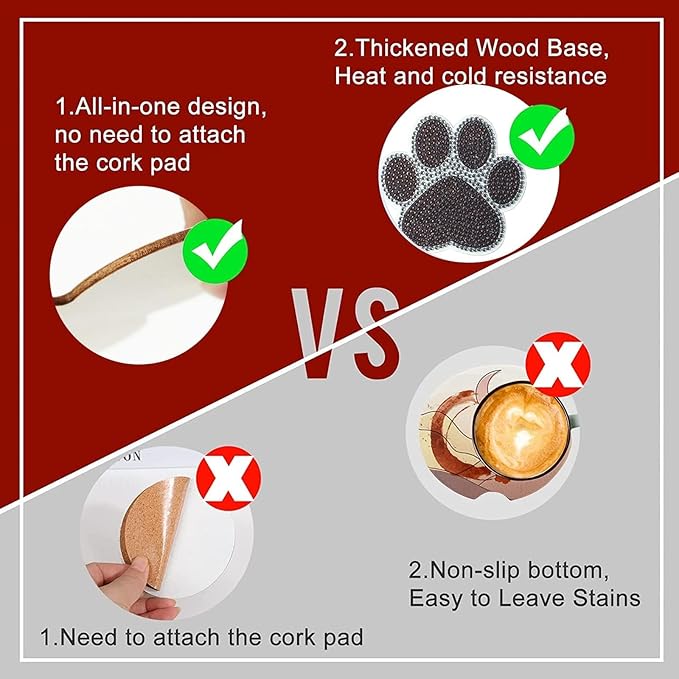 10 Pcs Dog Paw Shaped Diamond Painting Coasters Kits Cat Pet DIY with Holder for Beginners Adults and Kids Art Craft Supplies Gift…