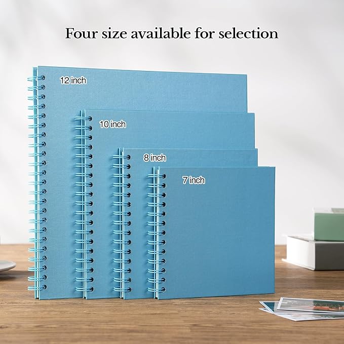 potricher 12 x 12 Inch DIY Scrapbook Album 40 Pages Hardcover Kraft Paper Scrap Book Photo Albums Memory Book for Wedding and Anniversary Family (Blue, 12 Inch)
